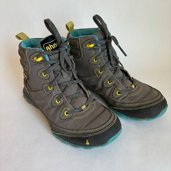Ahnu Womens Gray Blue Sugarpine Casual Outdoor Waterproof Hiking Boots Size 6.5 - Picture 1 of 12